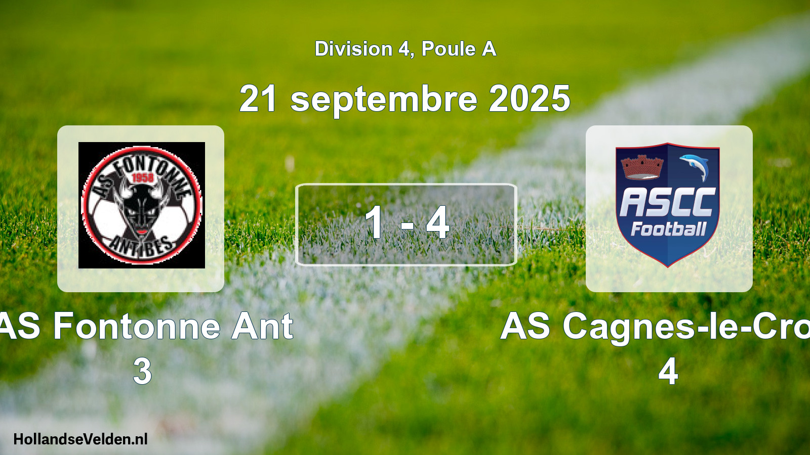 Gespeelde wedstrijd: AS Fontonne Ant 3 - AS Cagnes-le-Cros 4 1 - 4 (21 september 2025)