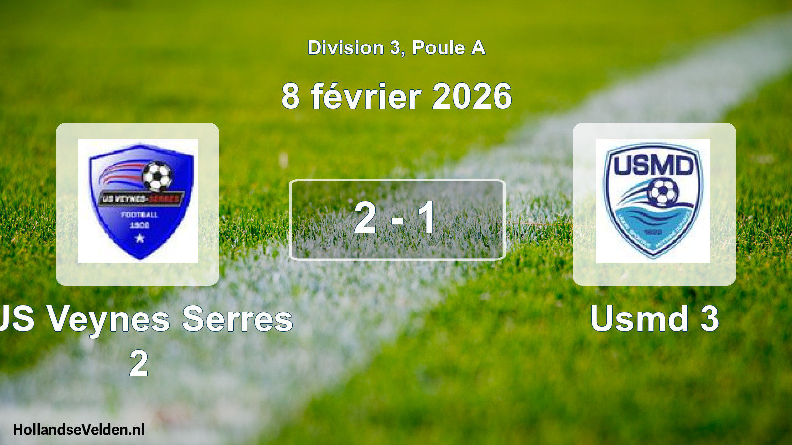 Total number of matches played: US Veynes Serres 2 - Usmd 3 2 - 1 (8 February 2026)