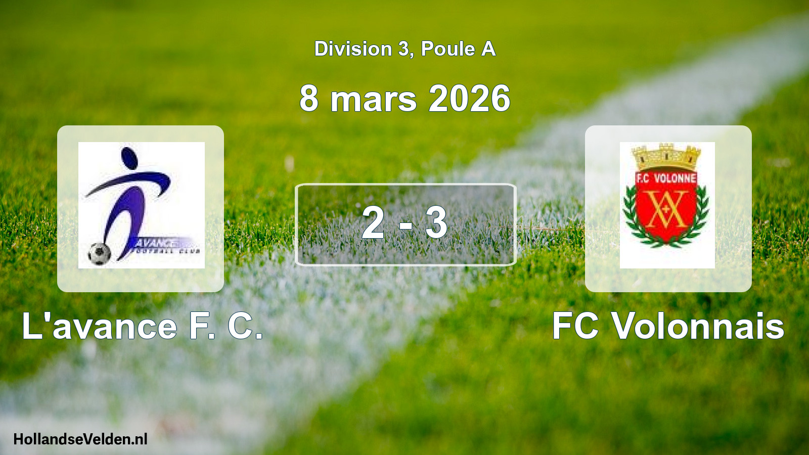 Total number of matches played: L'avance F. C. - FC Volonnais 2 - 3 (8 March 2026)