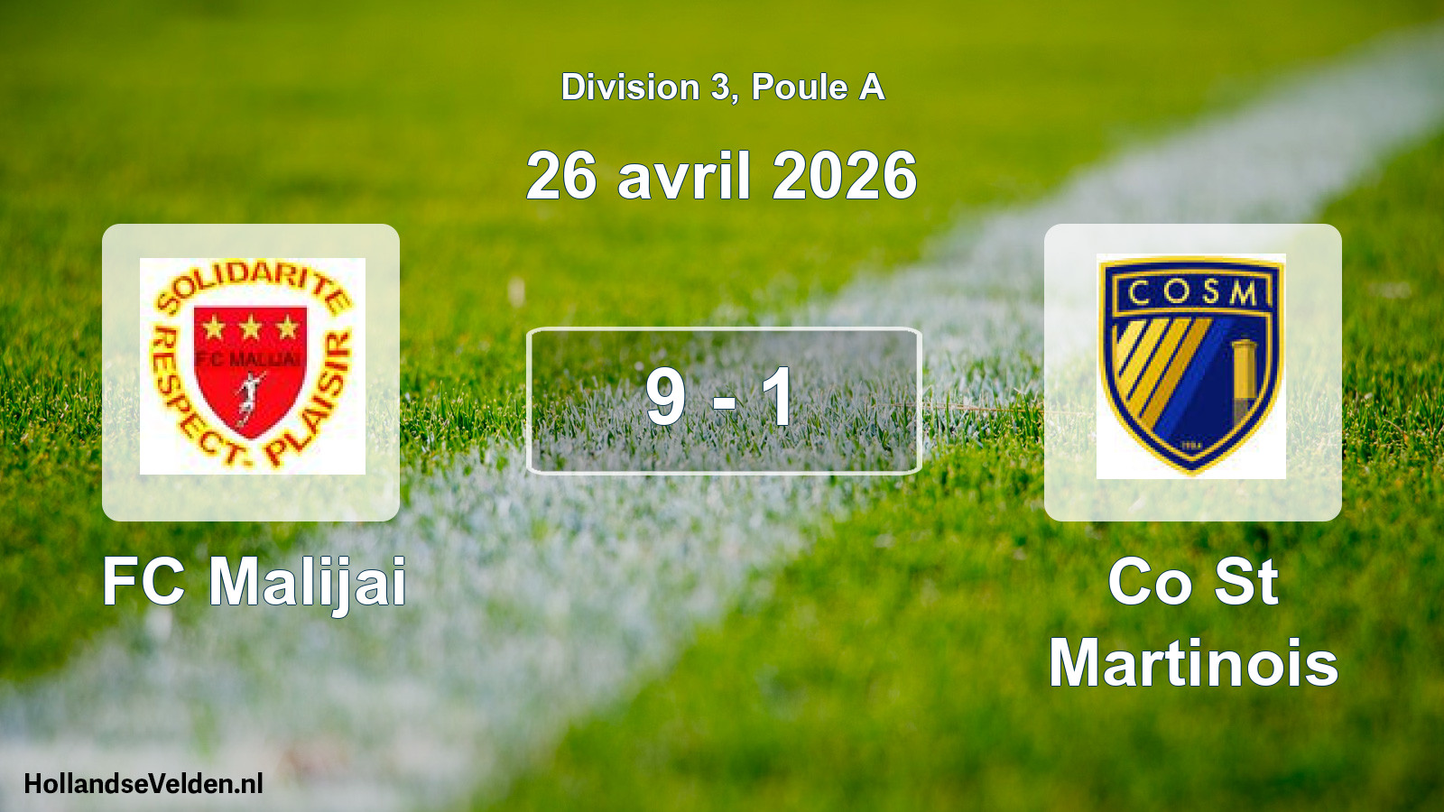Total number of matches played: FC Malijai - Co St Martinois 9 - 1 (26 April 2026)