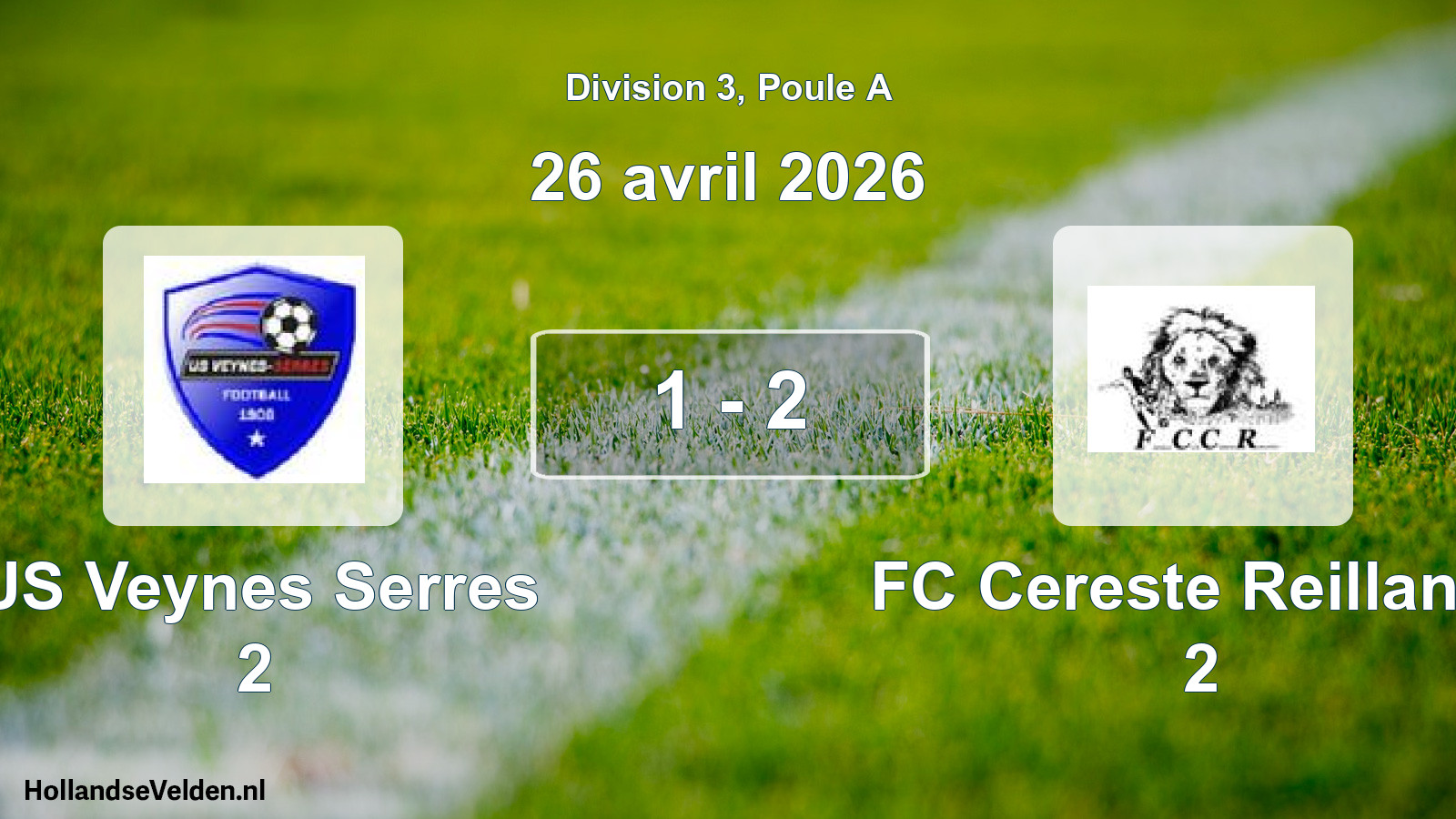 Total number of matches played: US Veynes Serres 2 - FC Cereste Reillanne 2 1 - 2 (26 April 2026)