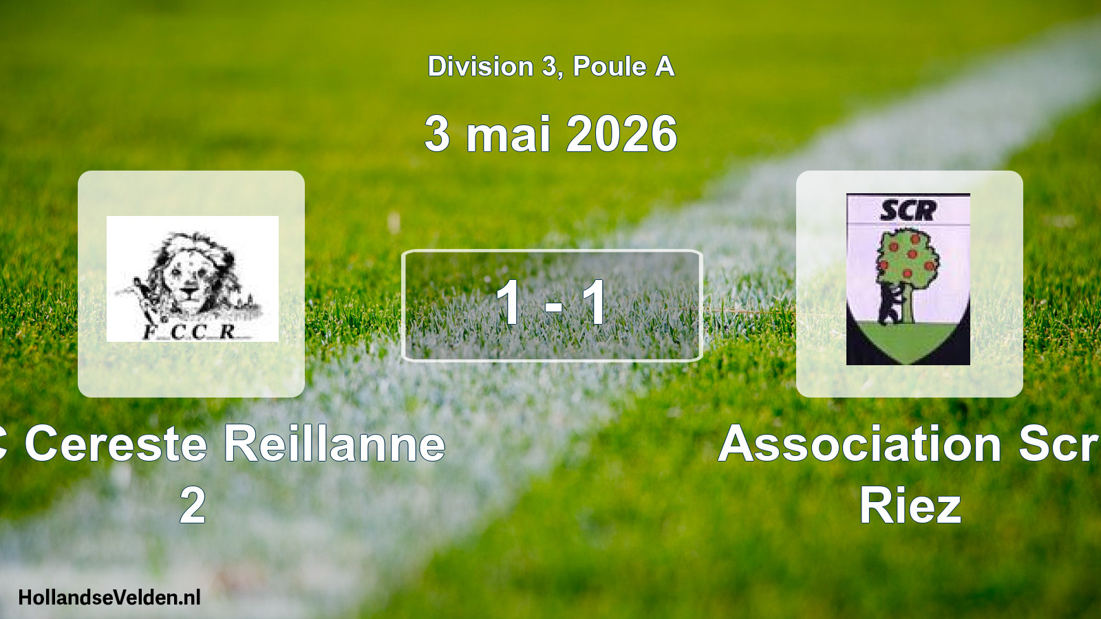 Total number of matches played: FC Cereste Reillanne 2 - Association Scr Riez 1 - 1 (3 May 2026)