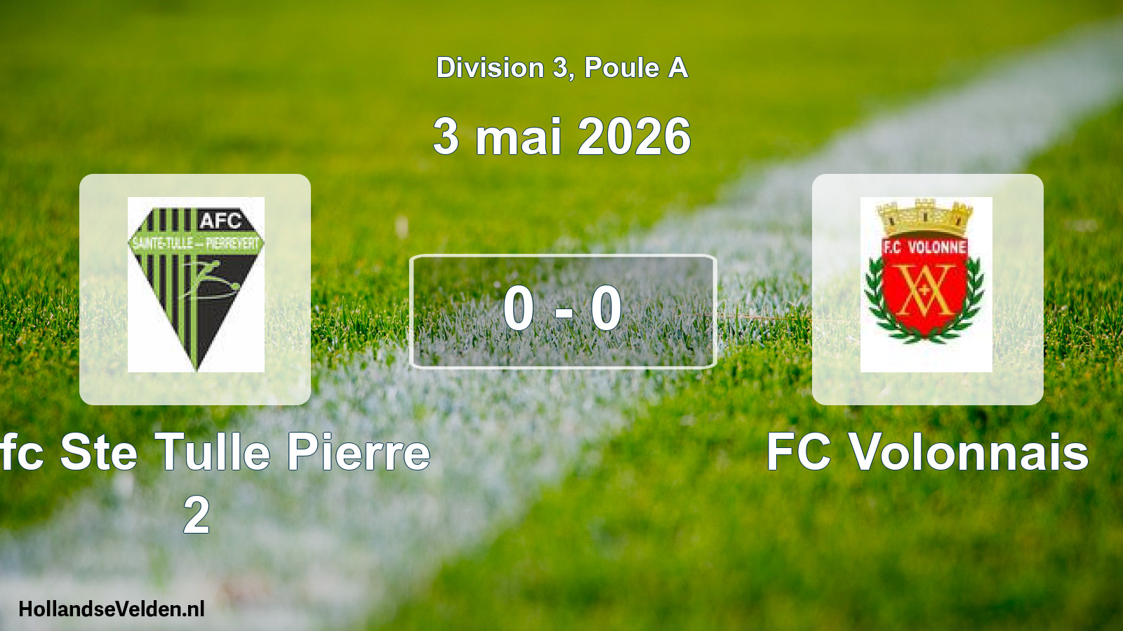 Gespeelde wedstrijd: Afc Ste Tulle Pierre 2 - FC Volonnais 0 - 0 (3 mei 2026)