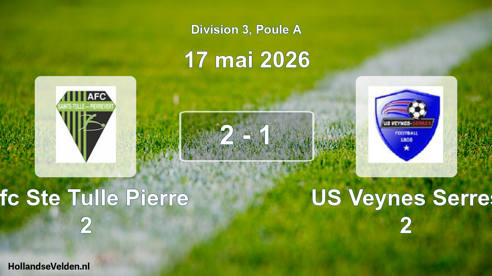 Total number of matches played: Afc Ste Tulle Pierre 2 - US Veynes Serres 2 2 - 1 (17 May 2026)