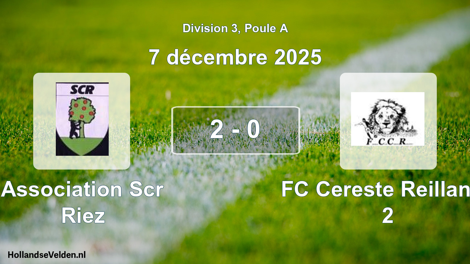 Total number of matches played: Association Scr Riez - FC Cereste Reillanne 2 2 - 0 (7 December 2025)