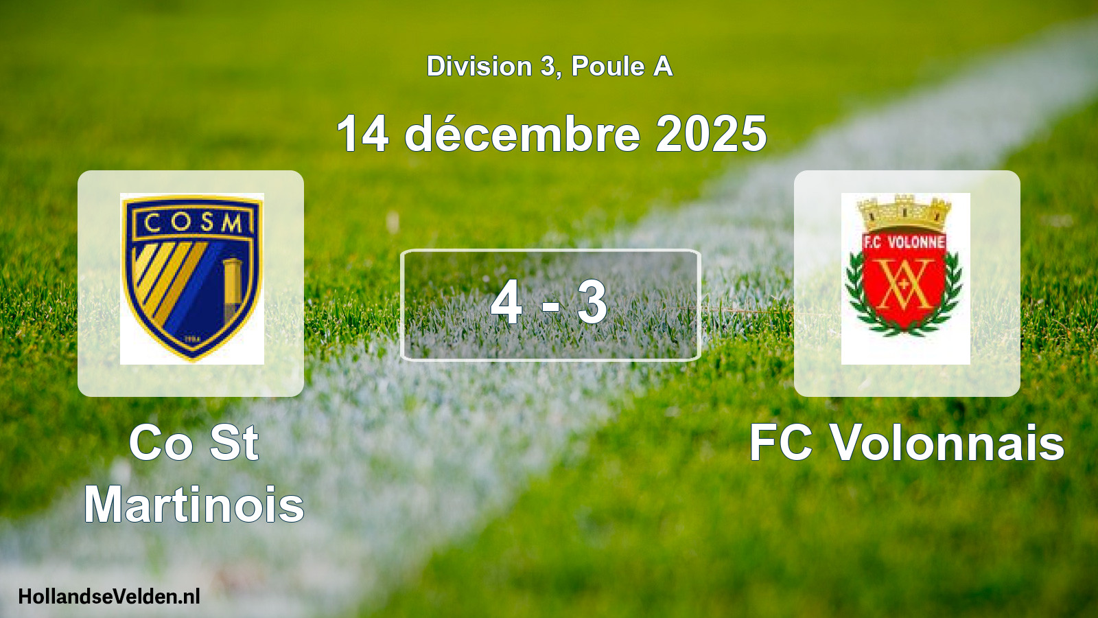 Total number of matches played: Co St Martinois - FC Volonnais 4 - 3 (14 December 2025)