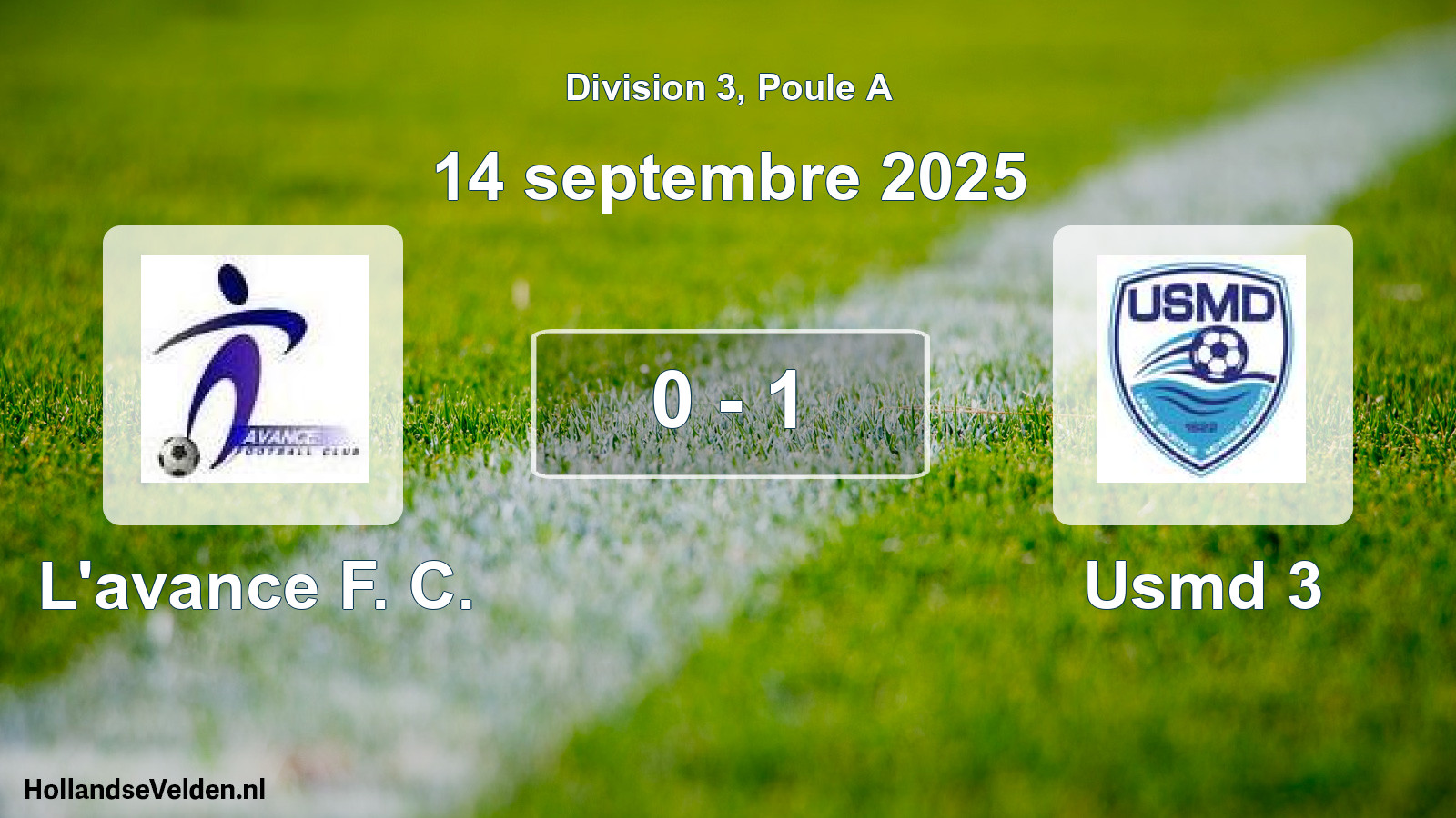 Total number of matches played: L'avance F. C. - Usmd 3 0 - 1 (14 September 2025)