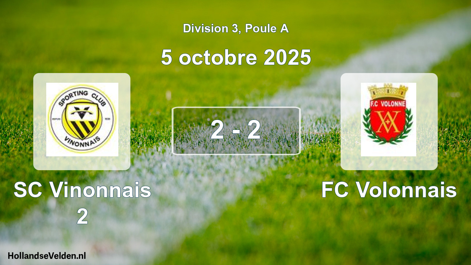 Total number of matches played: SC Vinonnais 2 - FC Volonnais 2 - 2 (5 October 2025)
