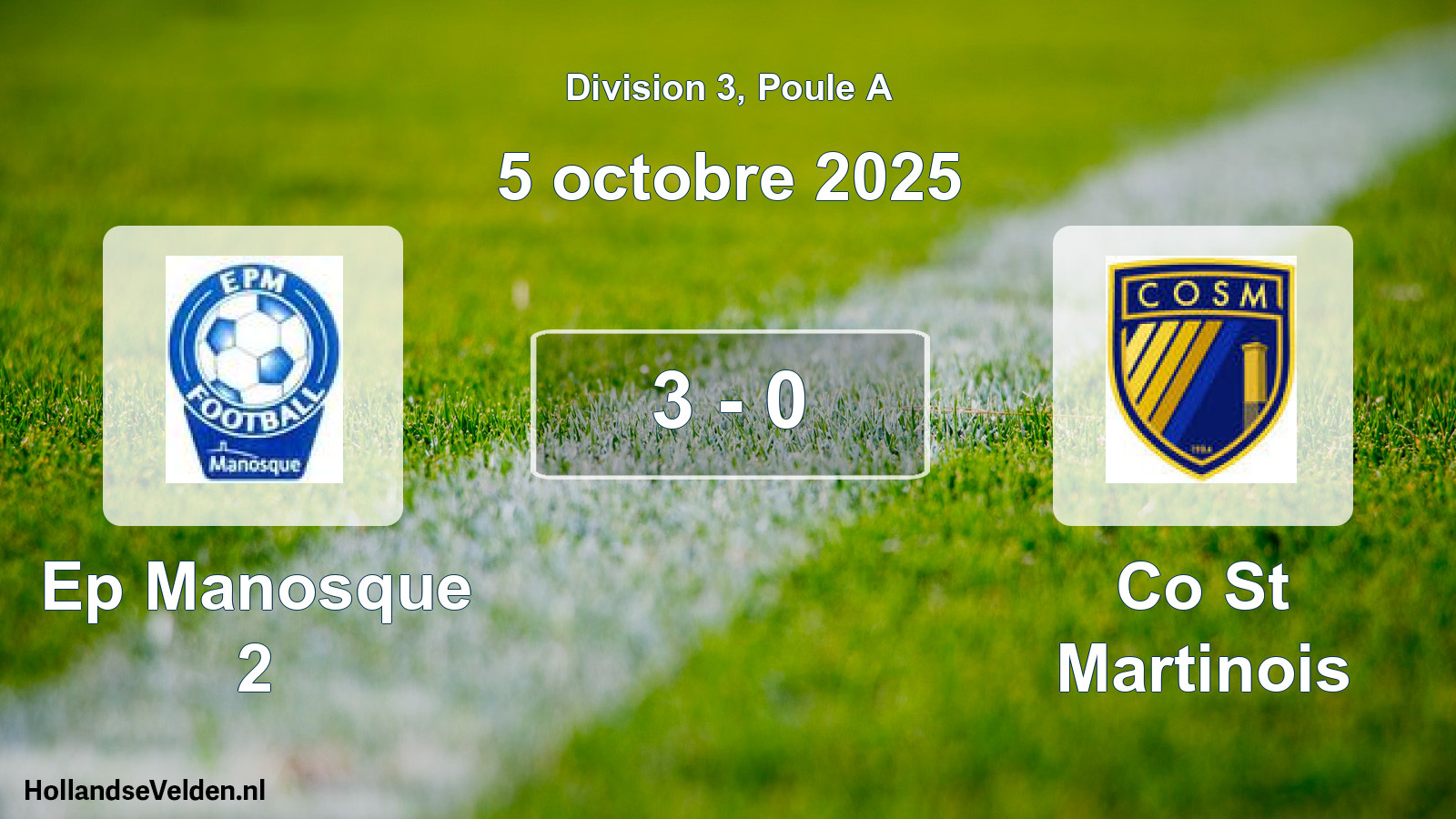 Total number of matches played: Ep Manosque 2 - Co St Martinois 3 - 0 (5 October 2025)