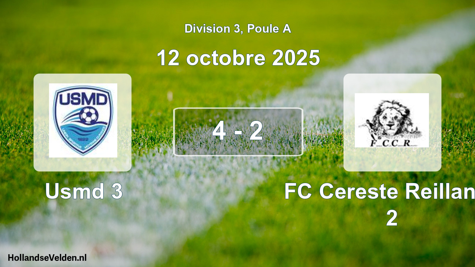 Total number of matches played: Usmd 3 - FC Cereste Reillanne 2 4 - 2 (12 October 2025)
