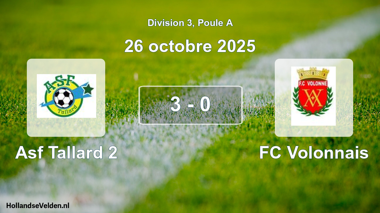 Match joué: Asf Tallard 2 - FC Volonnais 3 - 0 (26 octobre 2025)