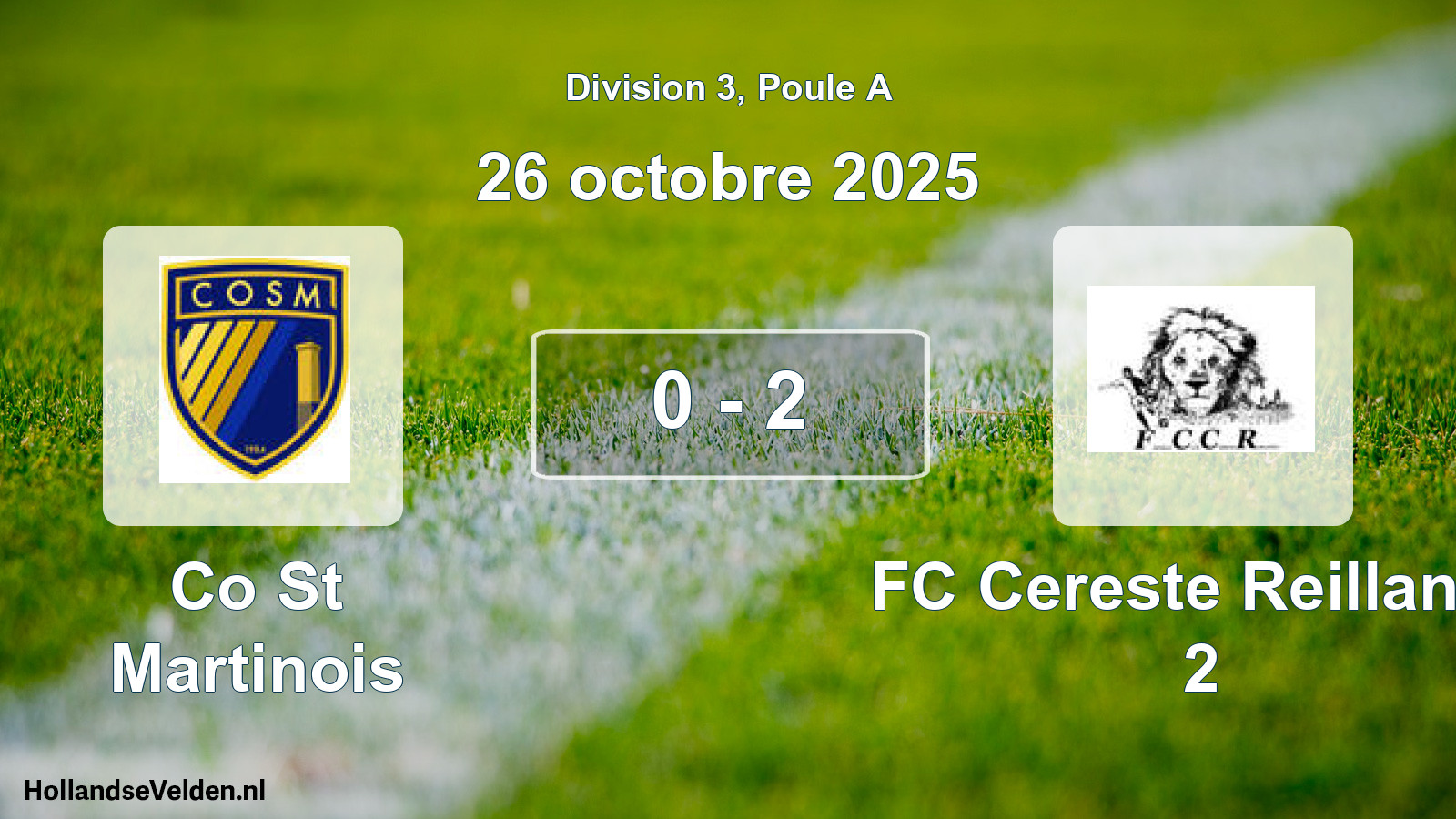 Match joué: Co St Martinois - FC Cereste Reillanne 2 0 - 2 (26 octobre 2025)