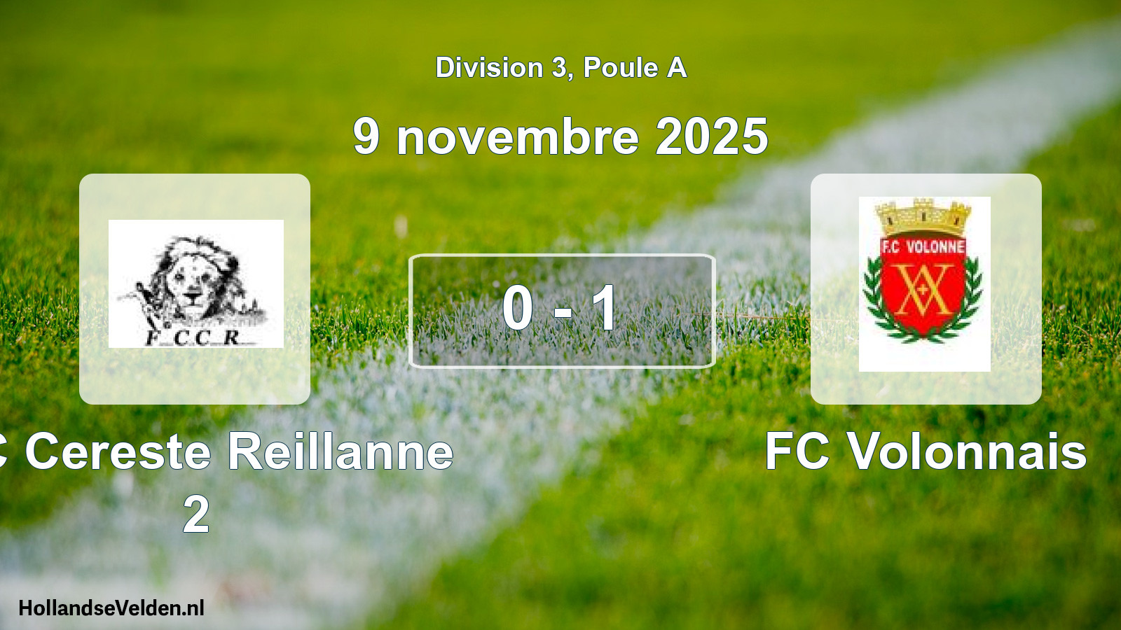 Total number of matches played: FC Cereste Reillanne 2 - FC Volonnais 0 - 1 (9 November 2025)