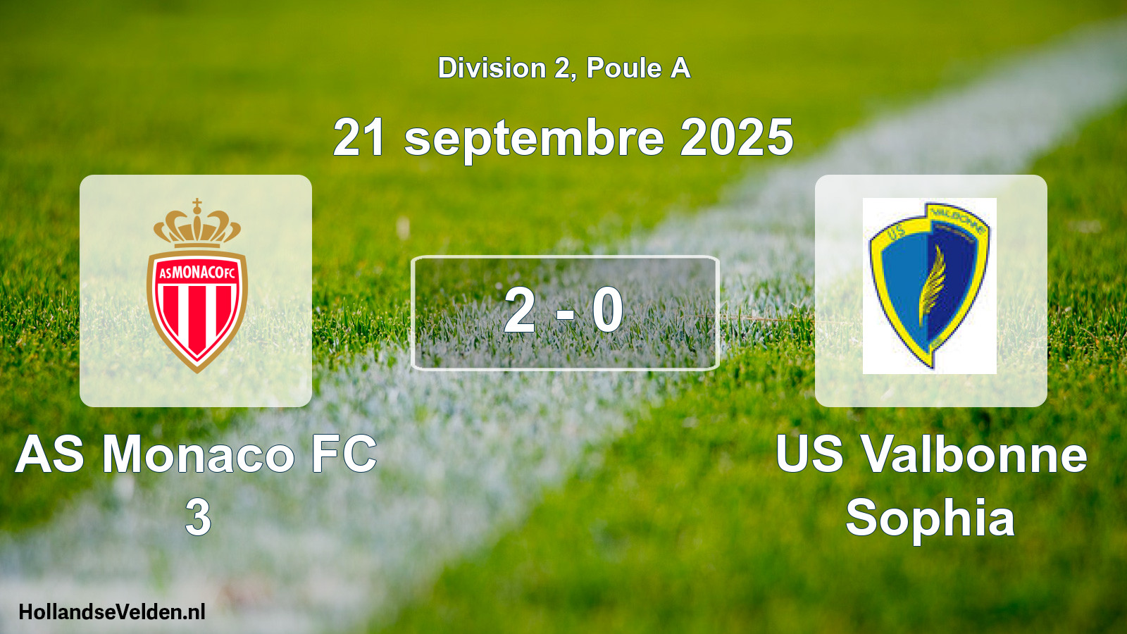Match joué: AS Monaco FC 3 - US Valbonne Sophia 2 - 0 (21 septembre 2025)