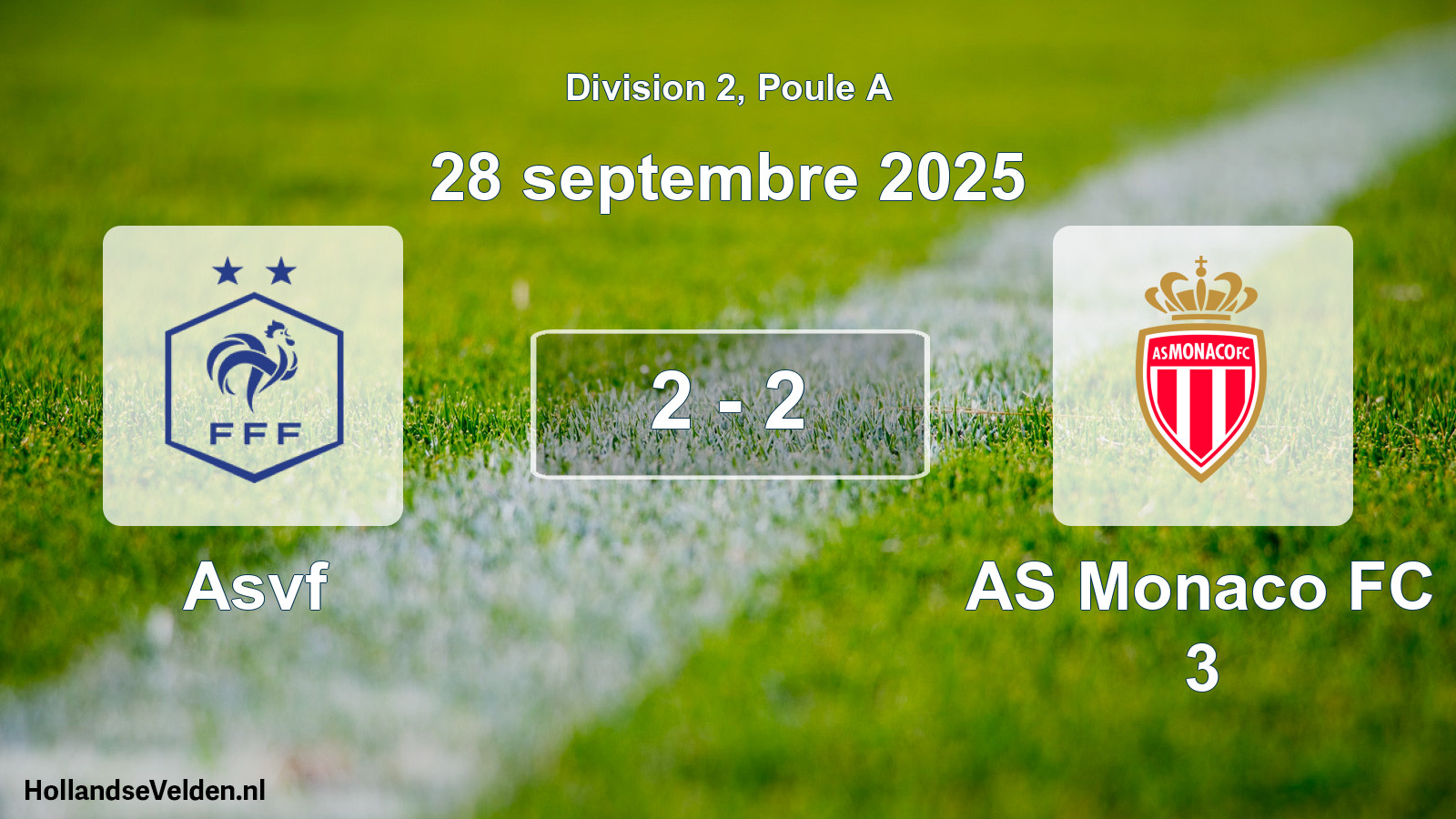 Match joué: Asvf - AS Monaco FC 3 2 - 2 (28 septembre 2025)