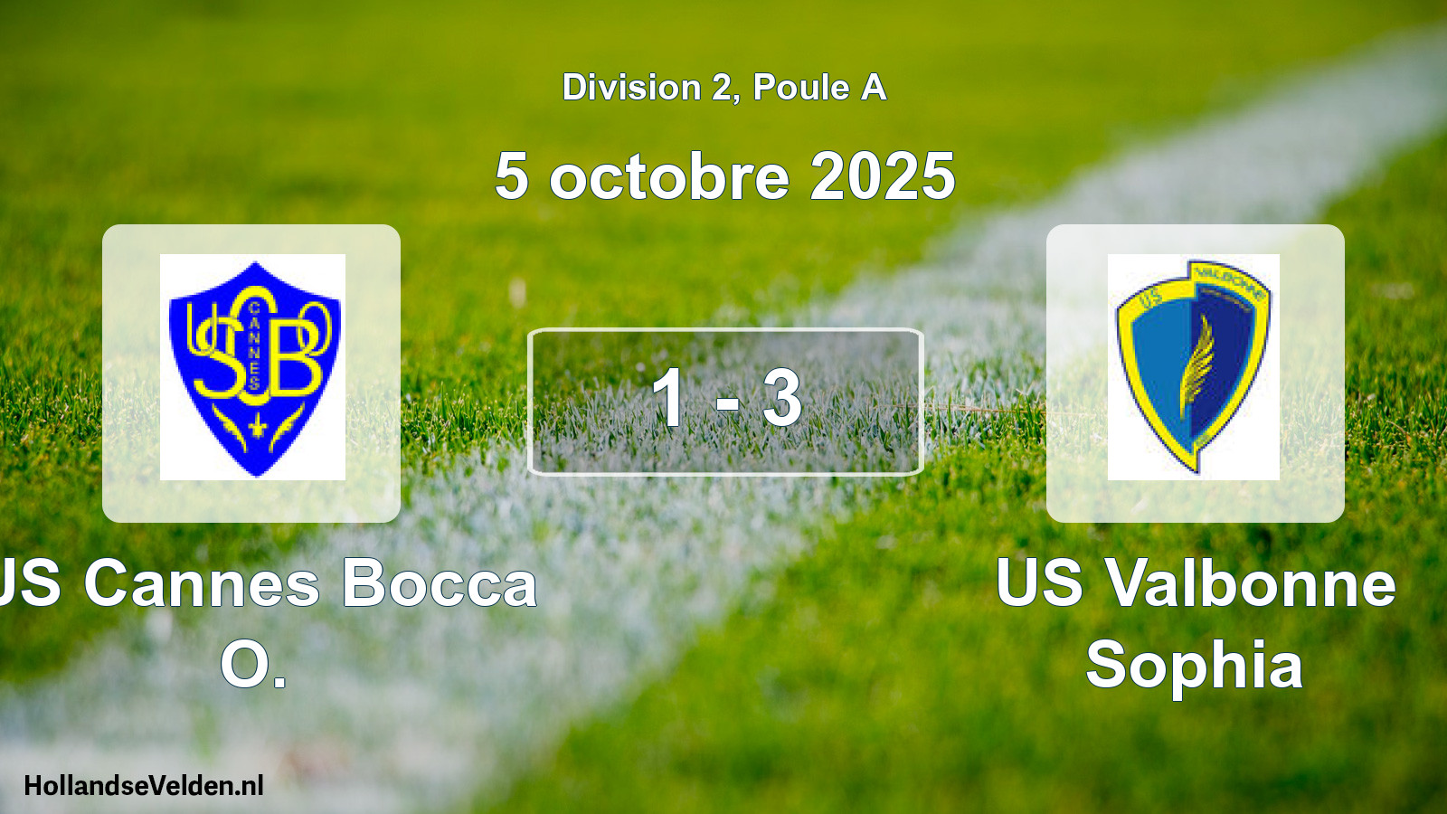 Match joué: US Cannes Bocca O. - US Valbonne Sophia 1 - 3 (5 octobre 2025)