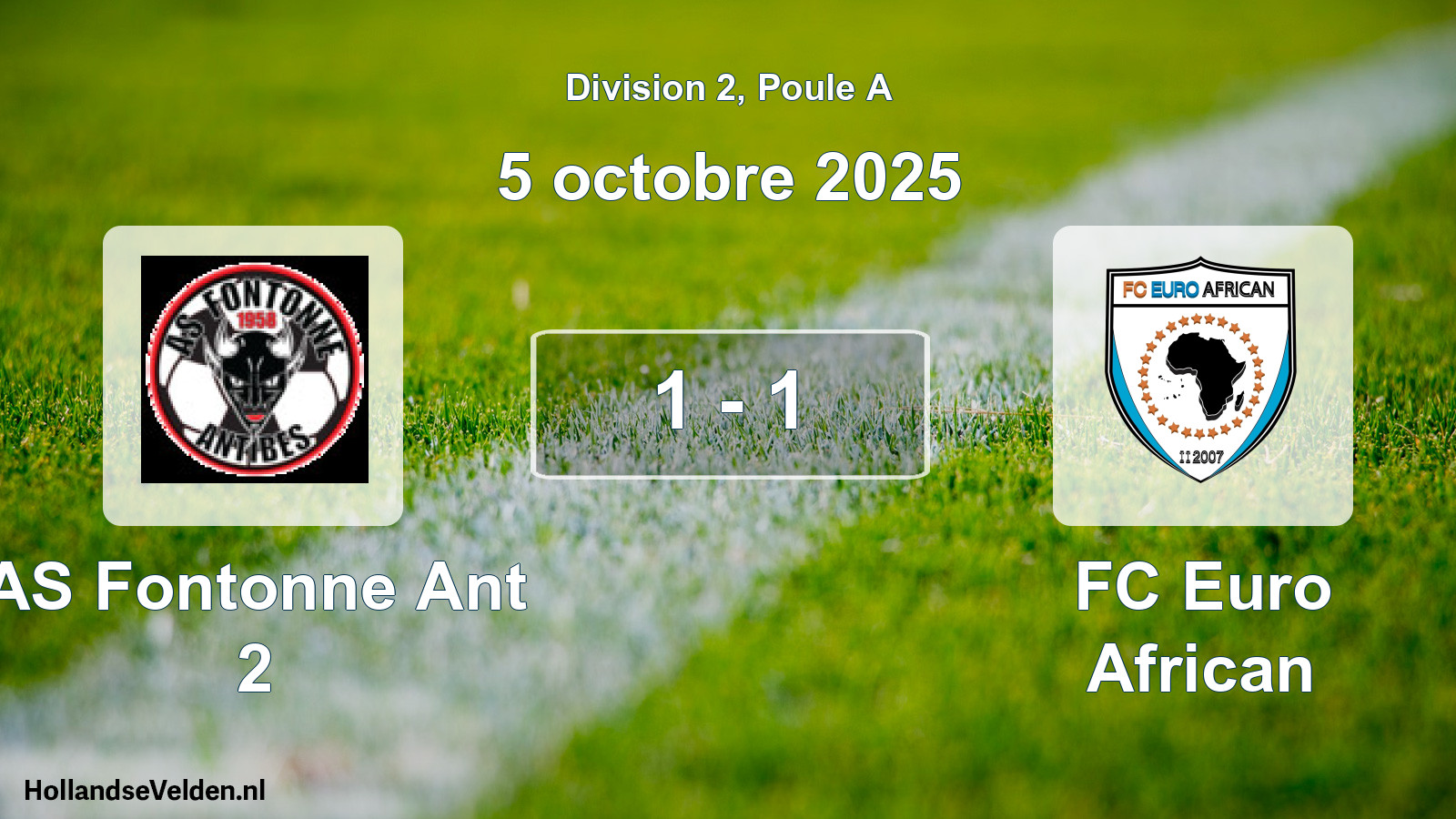 Match joué: AS Fontonne Ant 2 - FC Euro African 1 - 1 (5 octobre 2025)