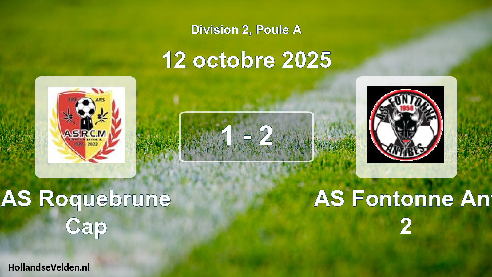 Match joué: AS Roquebrune Cap - AS Fontonne Ant 2 1 - 2 (12 octobre 2025)