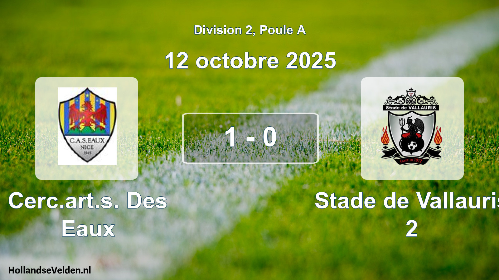 Match joué: Cerc.art.s. Des Eaux - Stade de Vallauris 2 1 - 0 (12 octobre 2025)