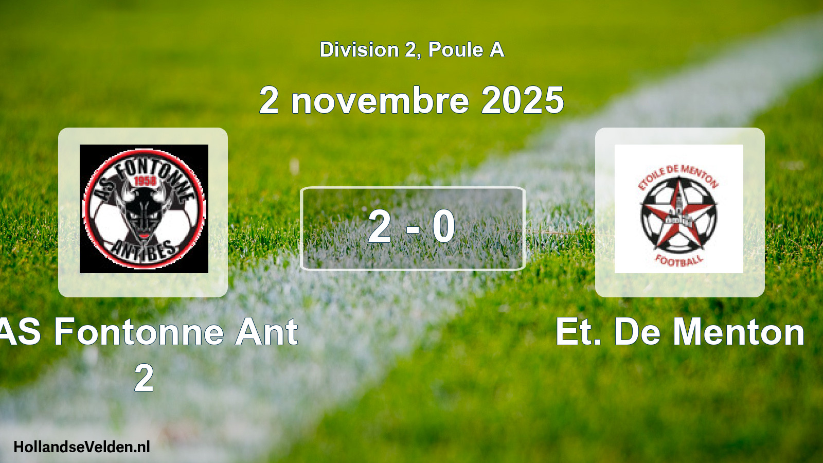 Gespeelde wedstrijd: AS Fontonne Ant 2 - Et. De Menton 2 - 0 (2 november 2025)