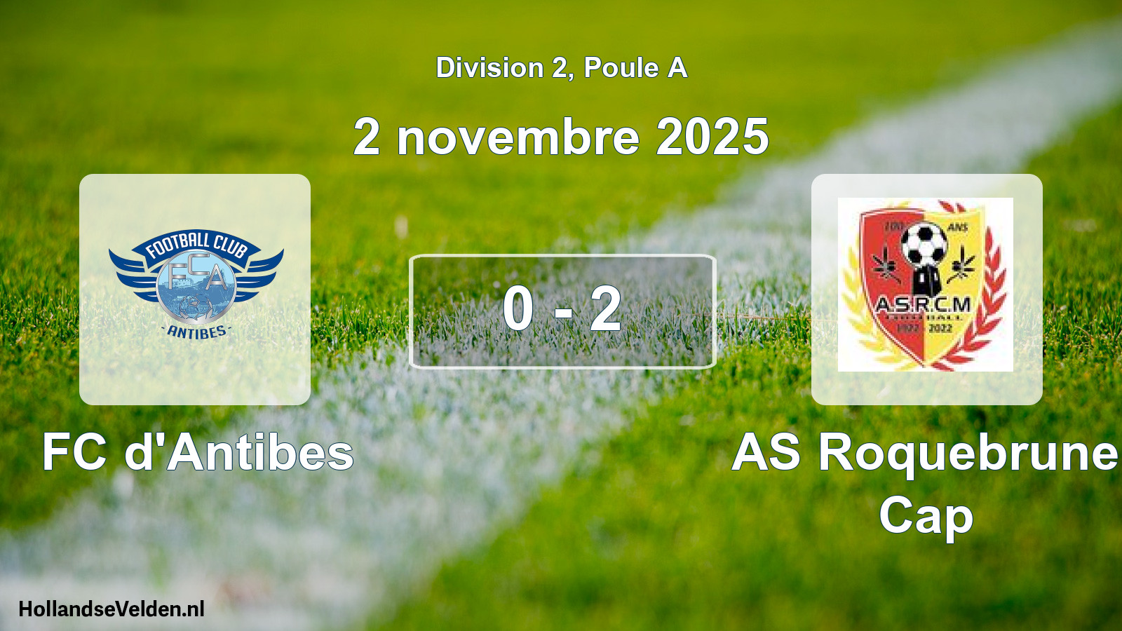 Match joué: FC d'Antibes - AS Roquebrune Cap 0 - 2 (2 novembre 2025)