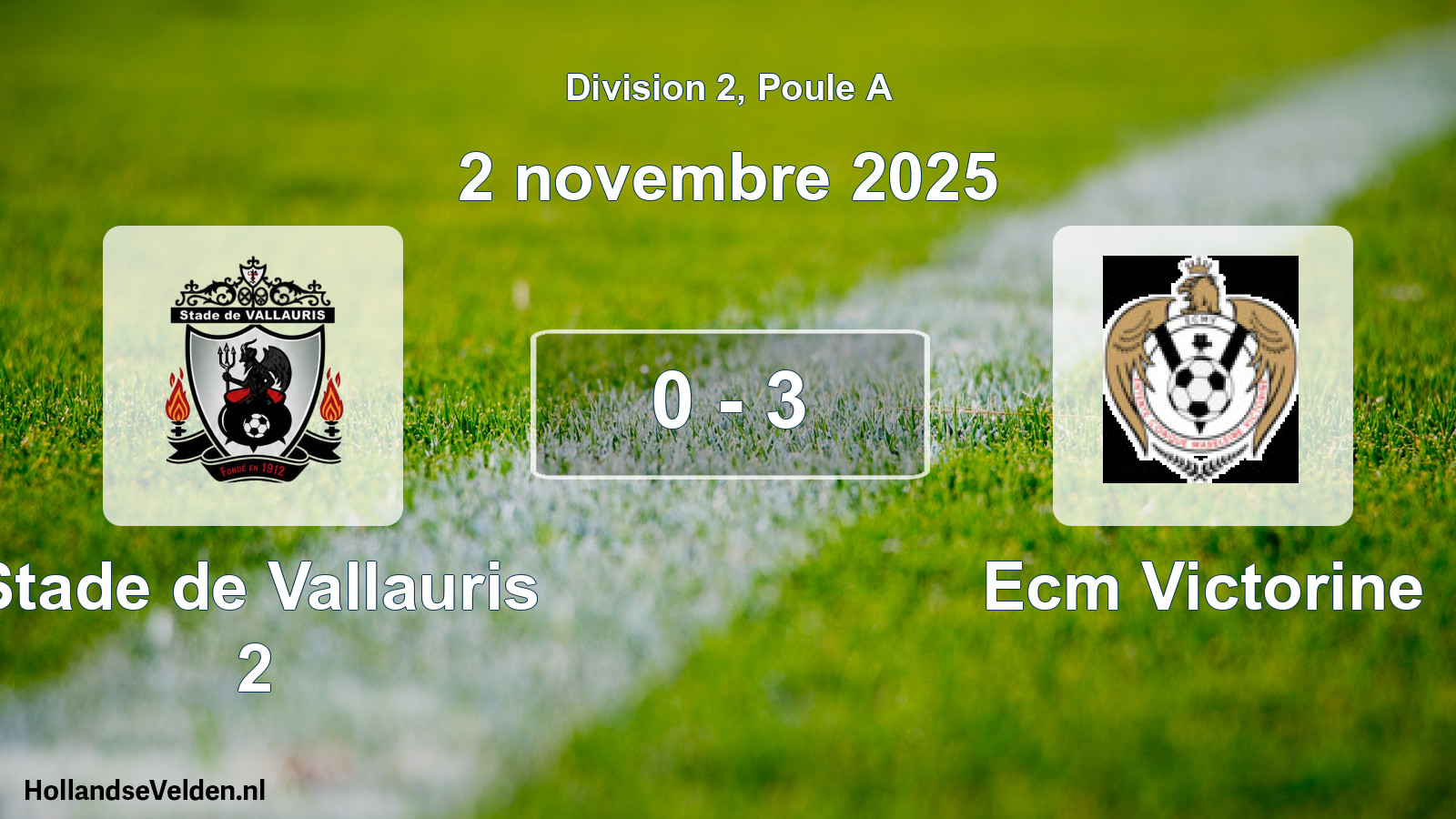 Match joué: Stade de Vallauris 2 - Ecm Victorine 0 - 3 (2 novembre 2025)