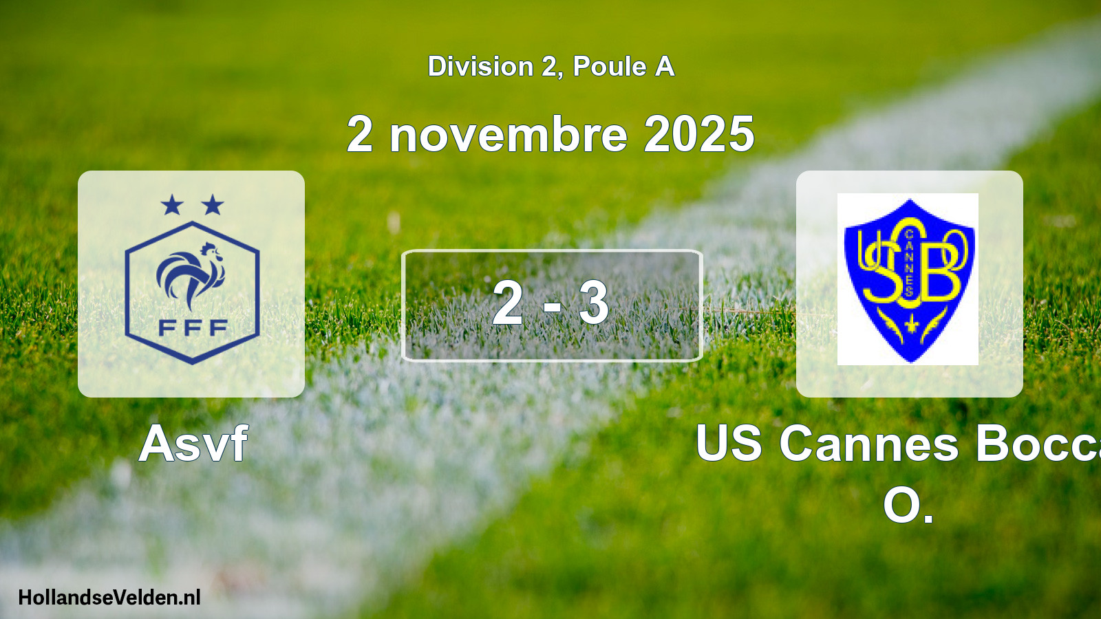 Match joué: Asvf - US Cannes Bocca O. 2 - 3 (2 novembre 2025)