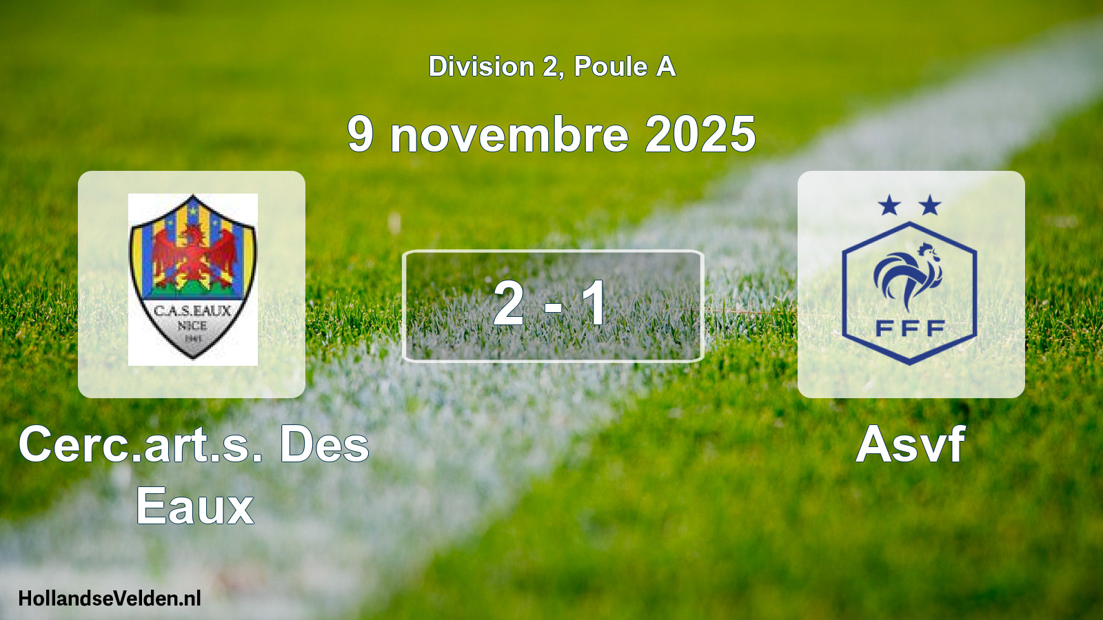 Match joué: Cerc.art.s. Des Eaux - Asvf 2 - 1 (9 novembre 2025)