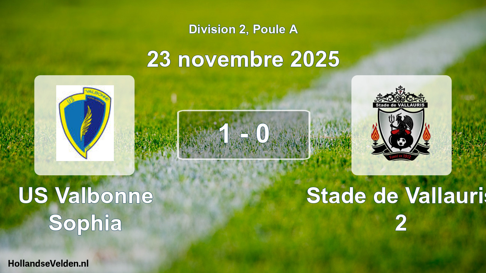 Match joué: US Valbonne Sophia - Stade de Vallauris 2 1 - 0 (23 novembre 2025)