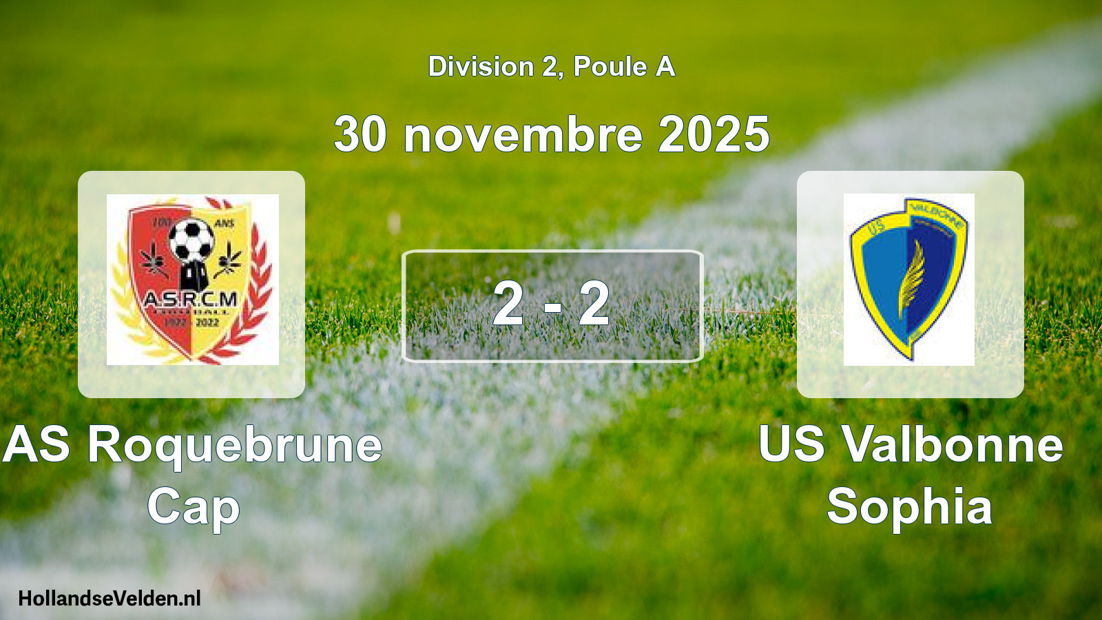 Match joué: AS Roquebrune Cap - US Valbonne Sophia 2 - 2 (30 novembre 2025)