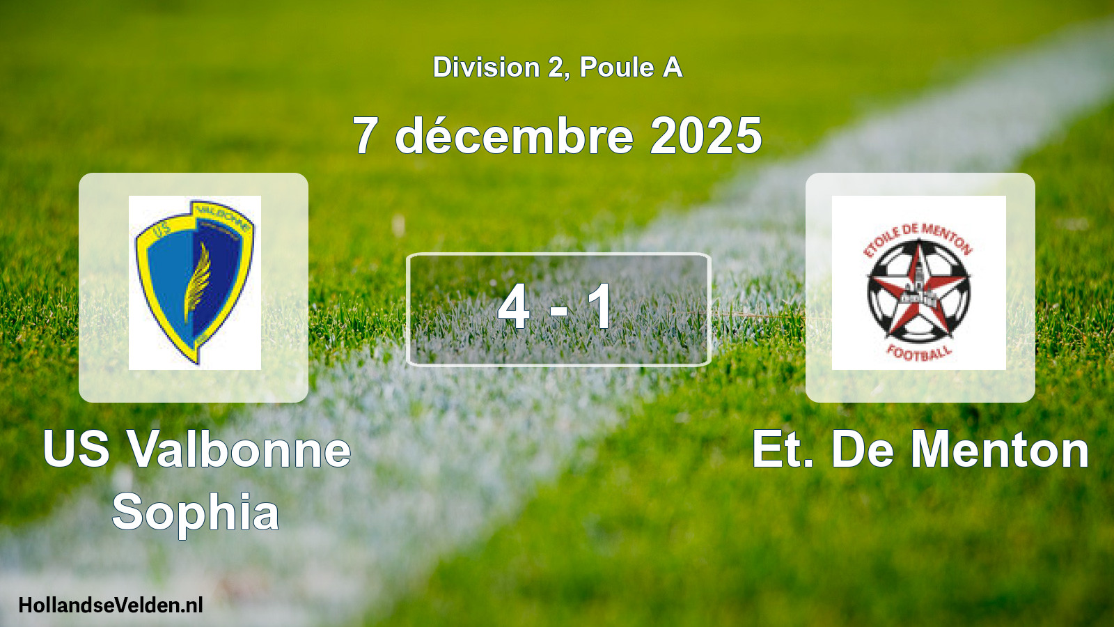 Match joué: US Valbonne Sophia - Et. De Menton 4 - 1 (7 décembre 2025)