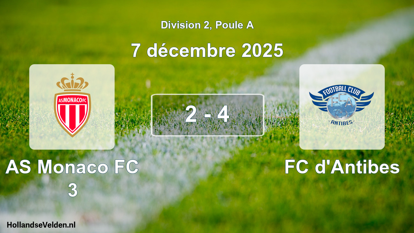Match joué: AS Monaco FC 3 - FC d'Antibes 2 - 4 (7 décembre 2025)