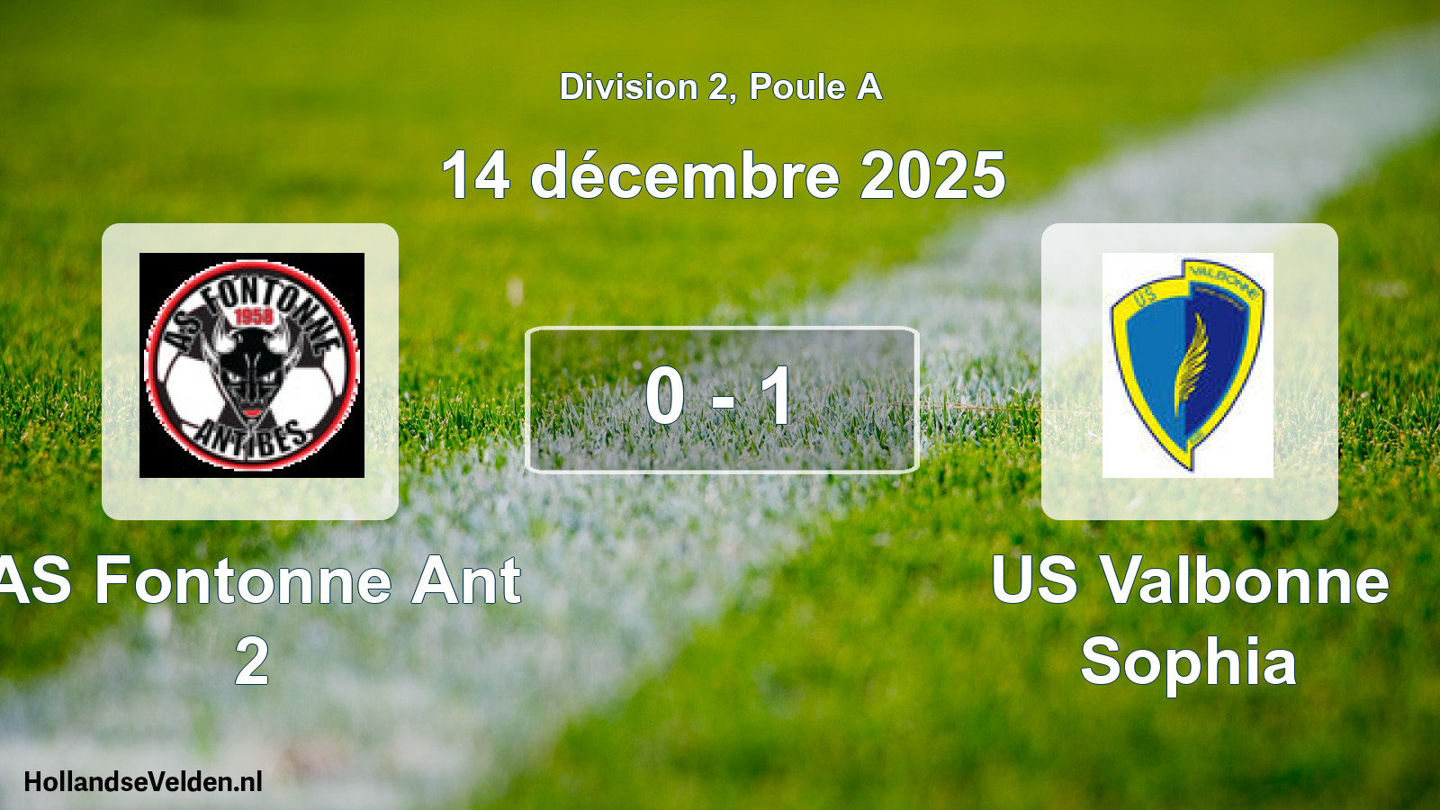 Match joué: AS Fontonne Ant 2 - US Valbonne Sophia 0 - 1 (14 décembre 2025)