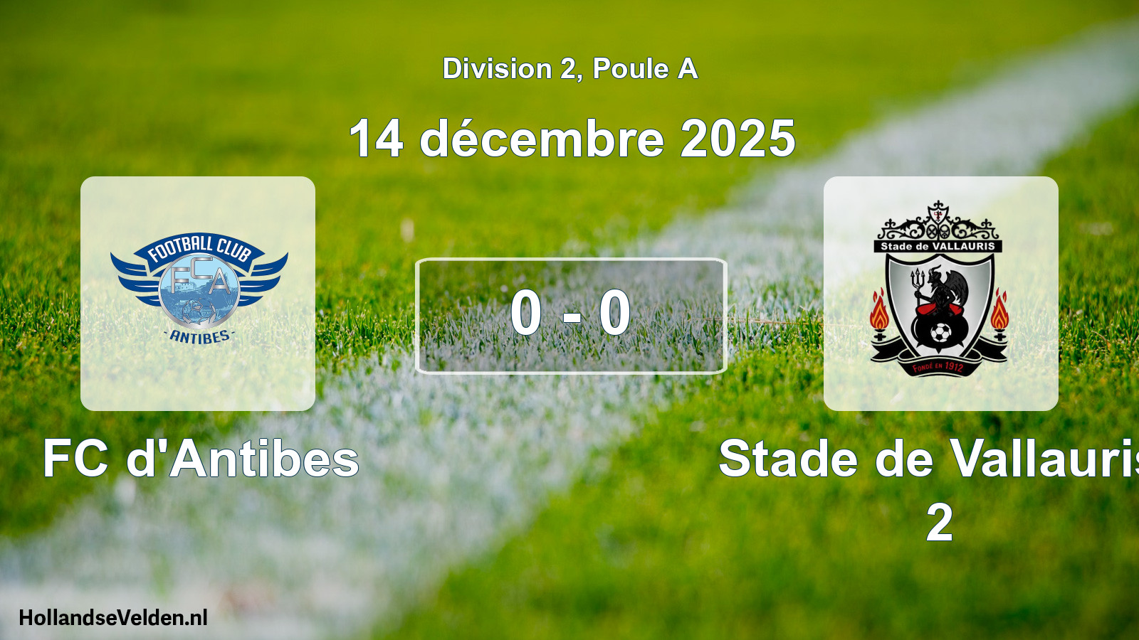 Match joué: FC d'Antibes - Stade de Vallauris 2 0 - 0 (14 décembre 2025)