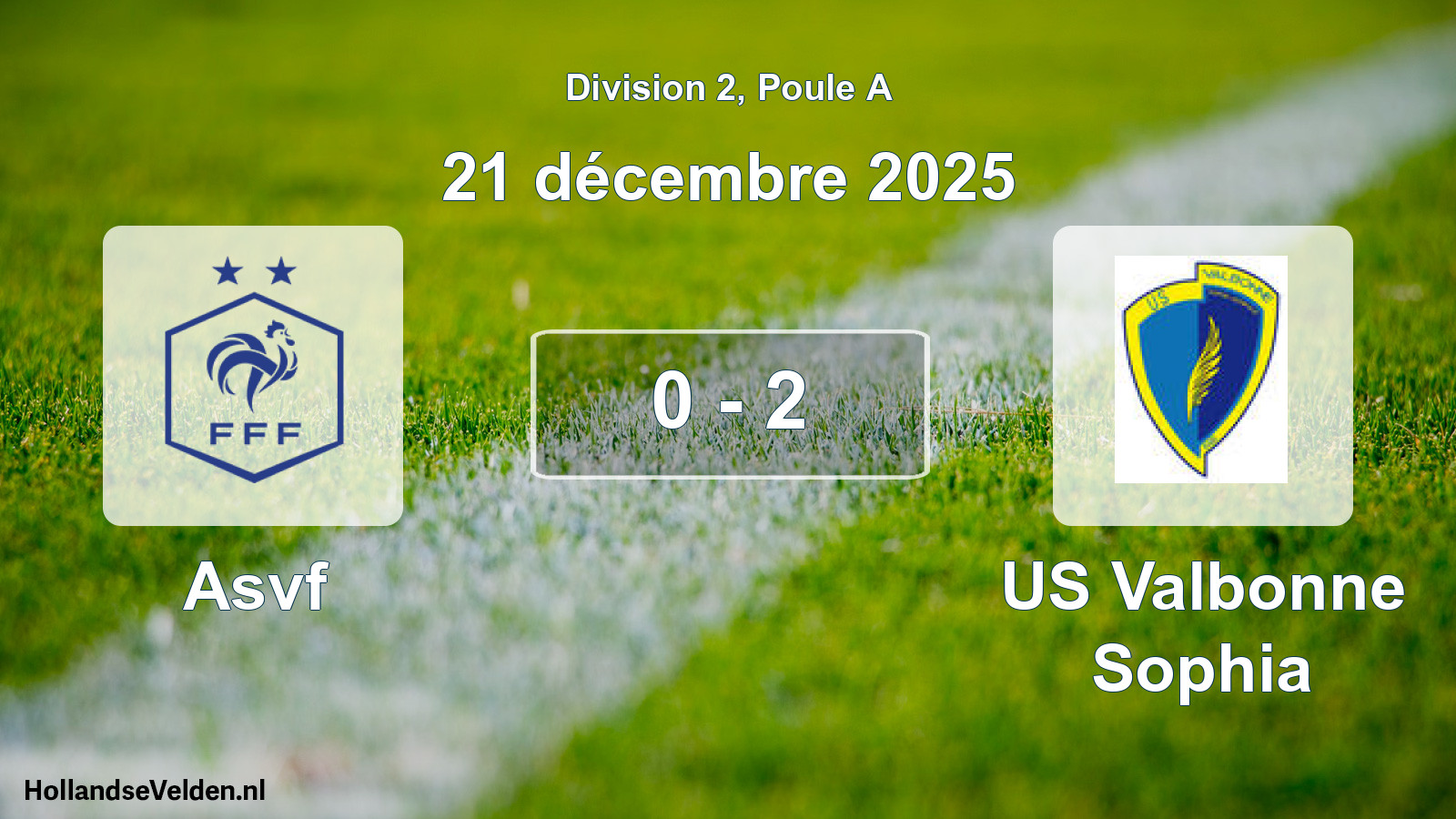 Gespeelde wedstrijd: Asvf - US Valbonne Sophia 0 - 2 (21 december 2025)