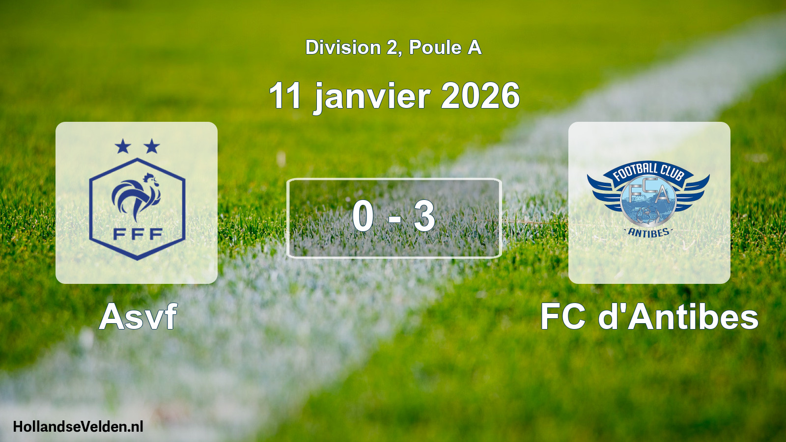 Match joué: Asvf - FC d'Antibes 0 - 3 (11 janvier 2026)
