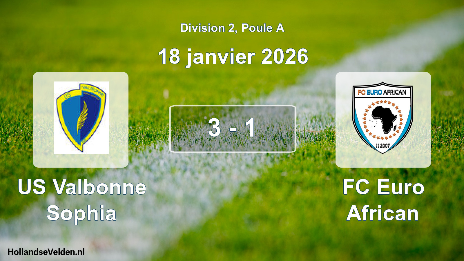 Total number of matches played: US Valbonne Sophia - FC Euro African 3 - 1 (18 January 2026)