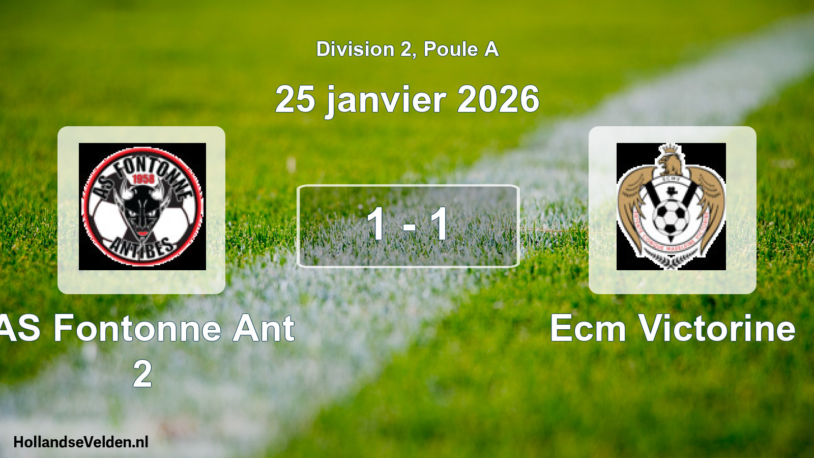 Match joué: AS Fontonne Ant 2 - Ecm Victorine 1 - 1 (25 janvier 2026)