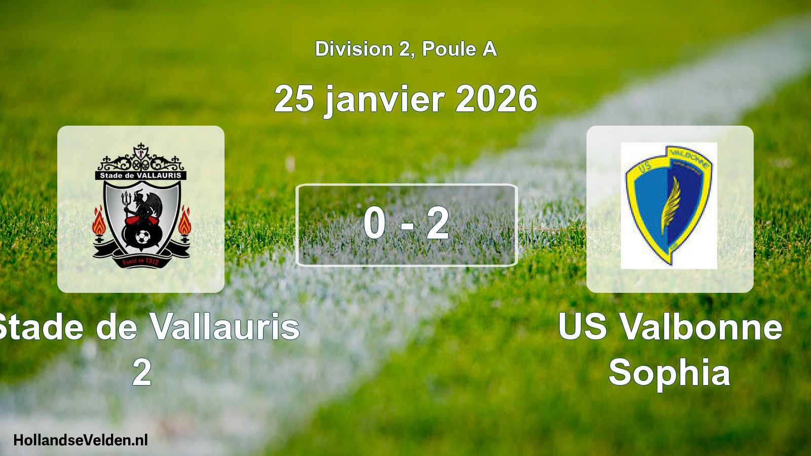 Match joué: Stade de Vallauris 2 - US Valbonne Sophia 0 - 2 (25 janvier 2026)
