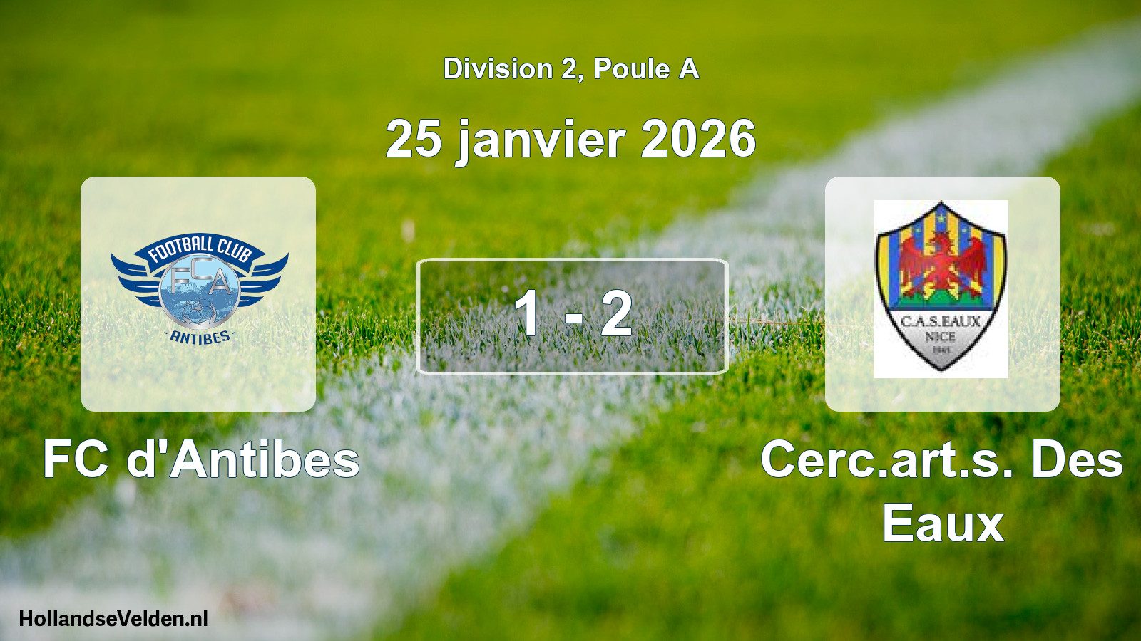 Match joué: FC d'Antibes - Cerc.art.s. Des Eaux 1 - 2 (25 janvier 2026)