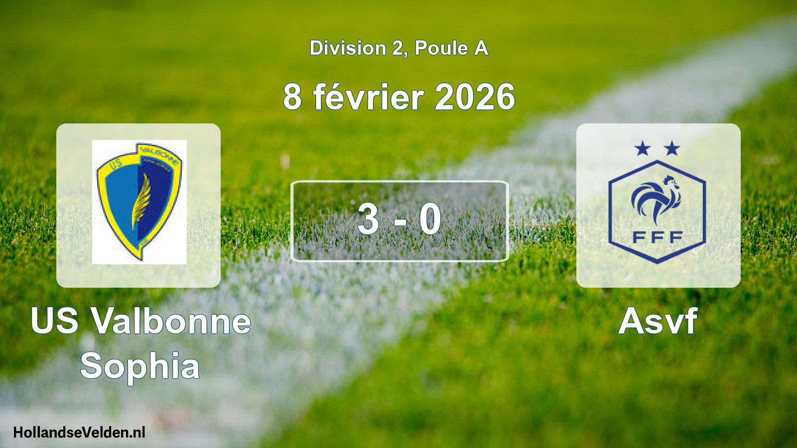 Total number of matches played: US Valbonne Sophia - Asvf 3 - 0 (8 February 2026)