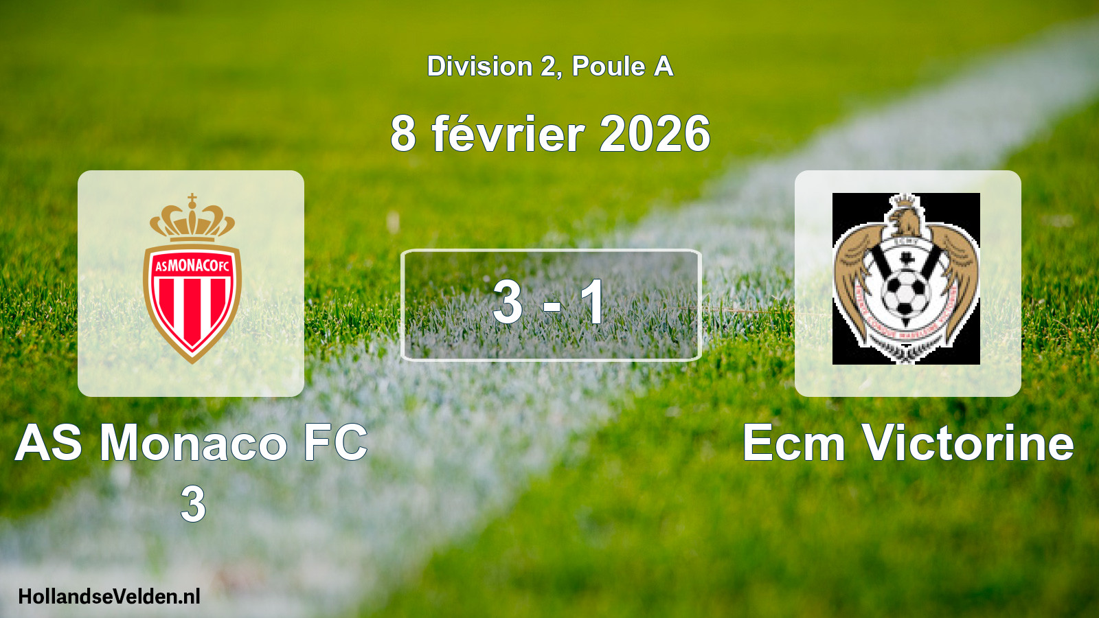 Match joué: AS Monaco FC 3 - Ecm Victorine 3 - 1 (8 février 2026)
