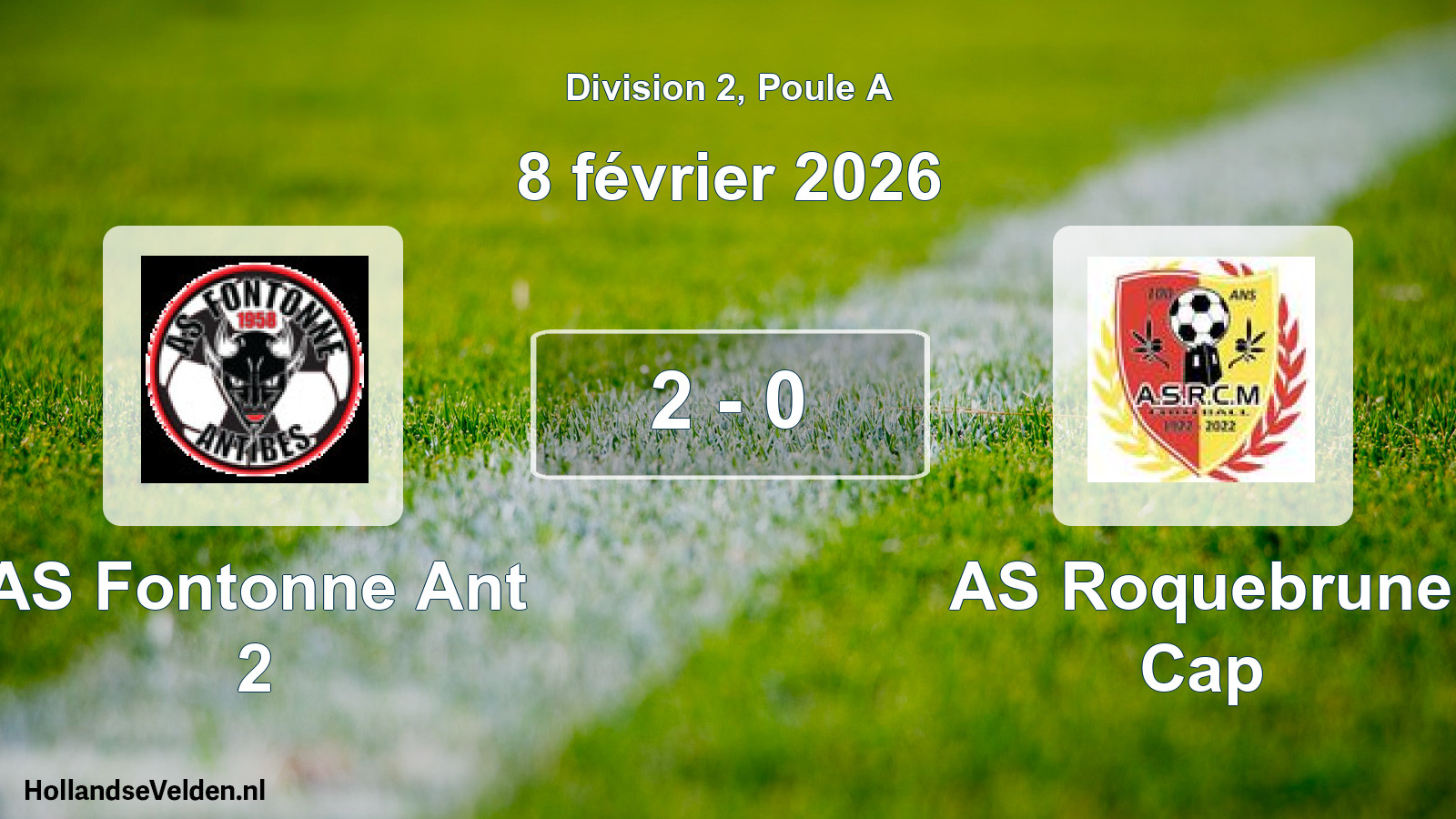Total number of matches played: AS Fontonne Ant 2 - AS Roquebrune Cap 2 - 0 (8 February 2026)