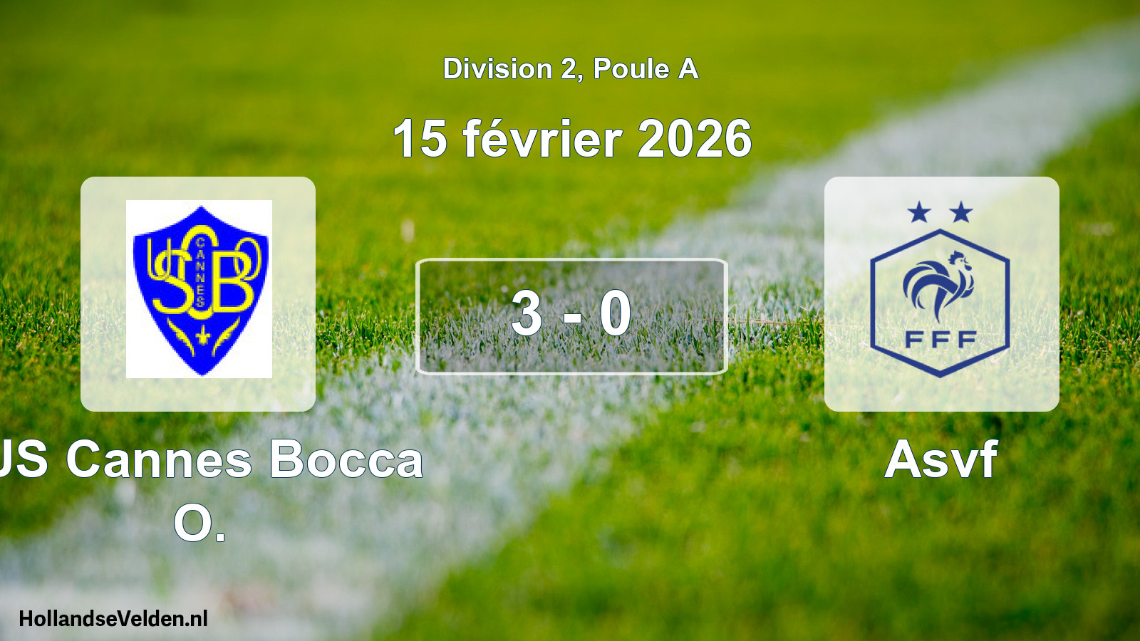 Match joué: US Cannes Bocca O. - Asvf 3 - 0 (15 février 2026)