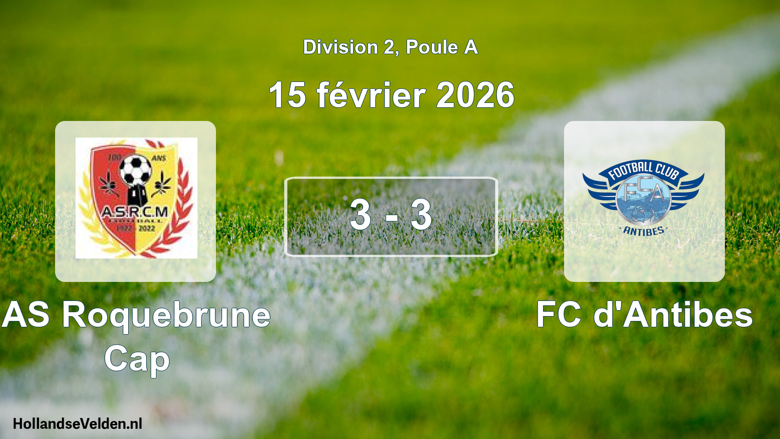 Match joué: AS Roquebrune Cap - FC d'Antibes 3 - 3 (15 février 2026)