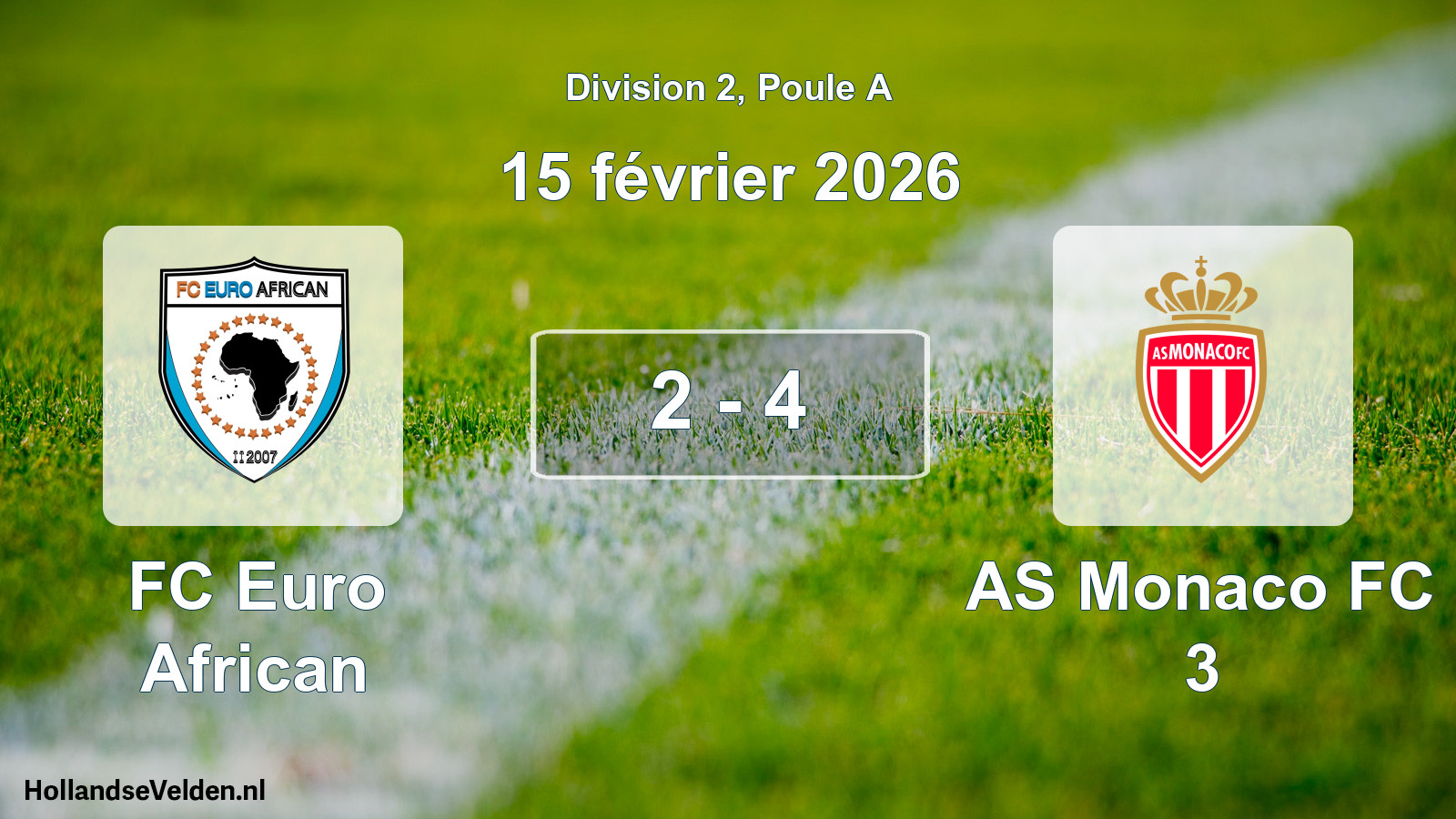 Match joué: FC Euro African - AS Monaco FC 3 2 - 4 (15 février 2026)