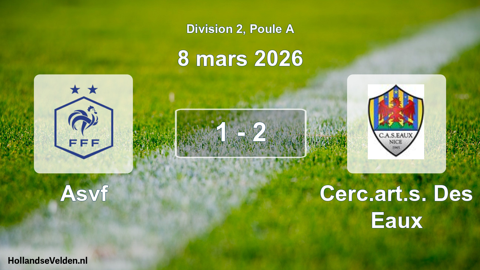 Match joué: Asvf - Cerc.art.s. Des Eaux 1 - 2 (8 mars 2026)