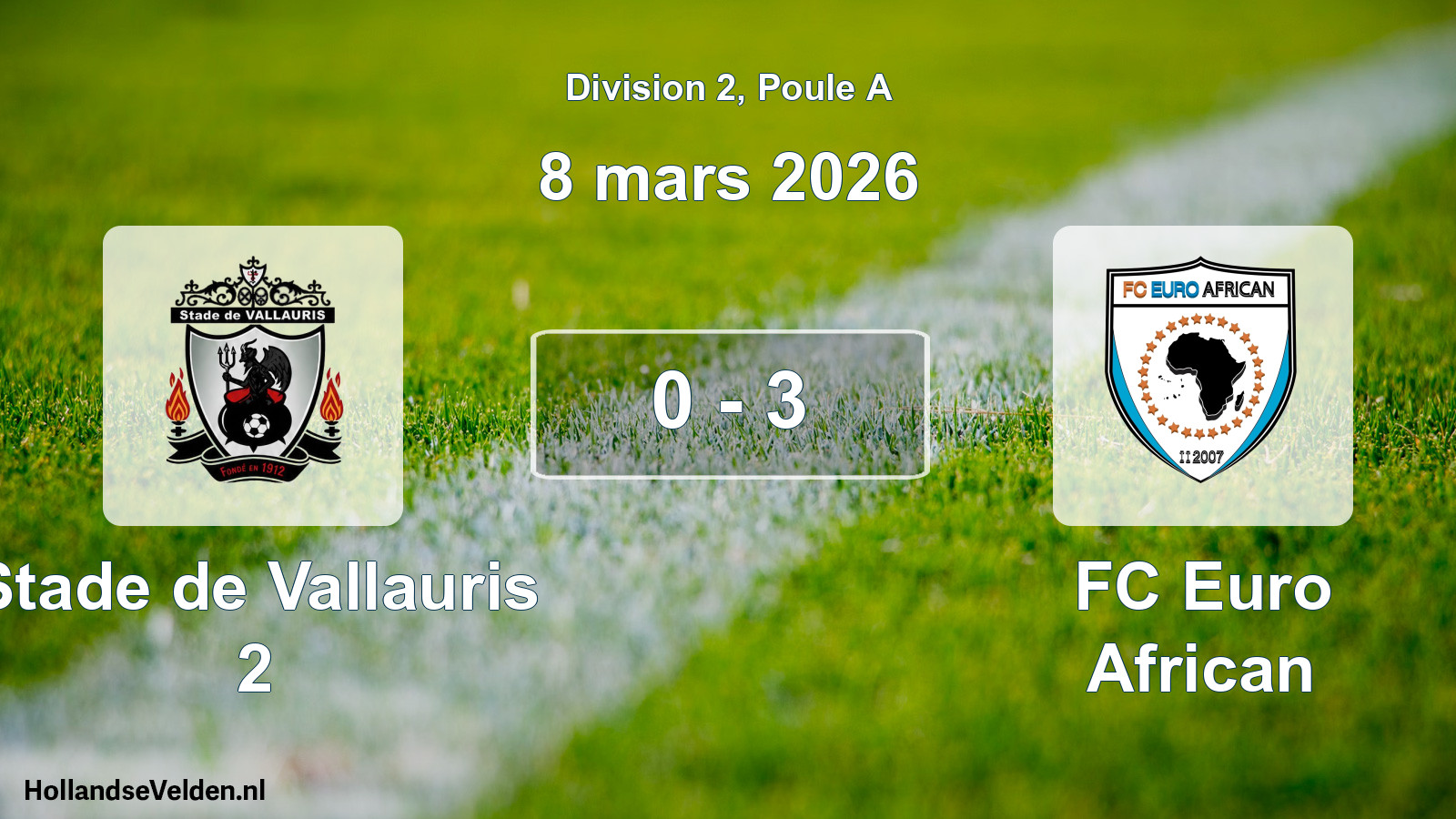Gespeelde wedstrijd: Stade de Vallauris 2 - FC Euro African 0 - 3 (8 maart 2026)