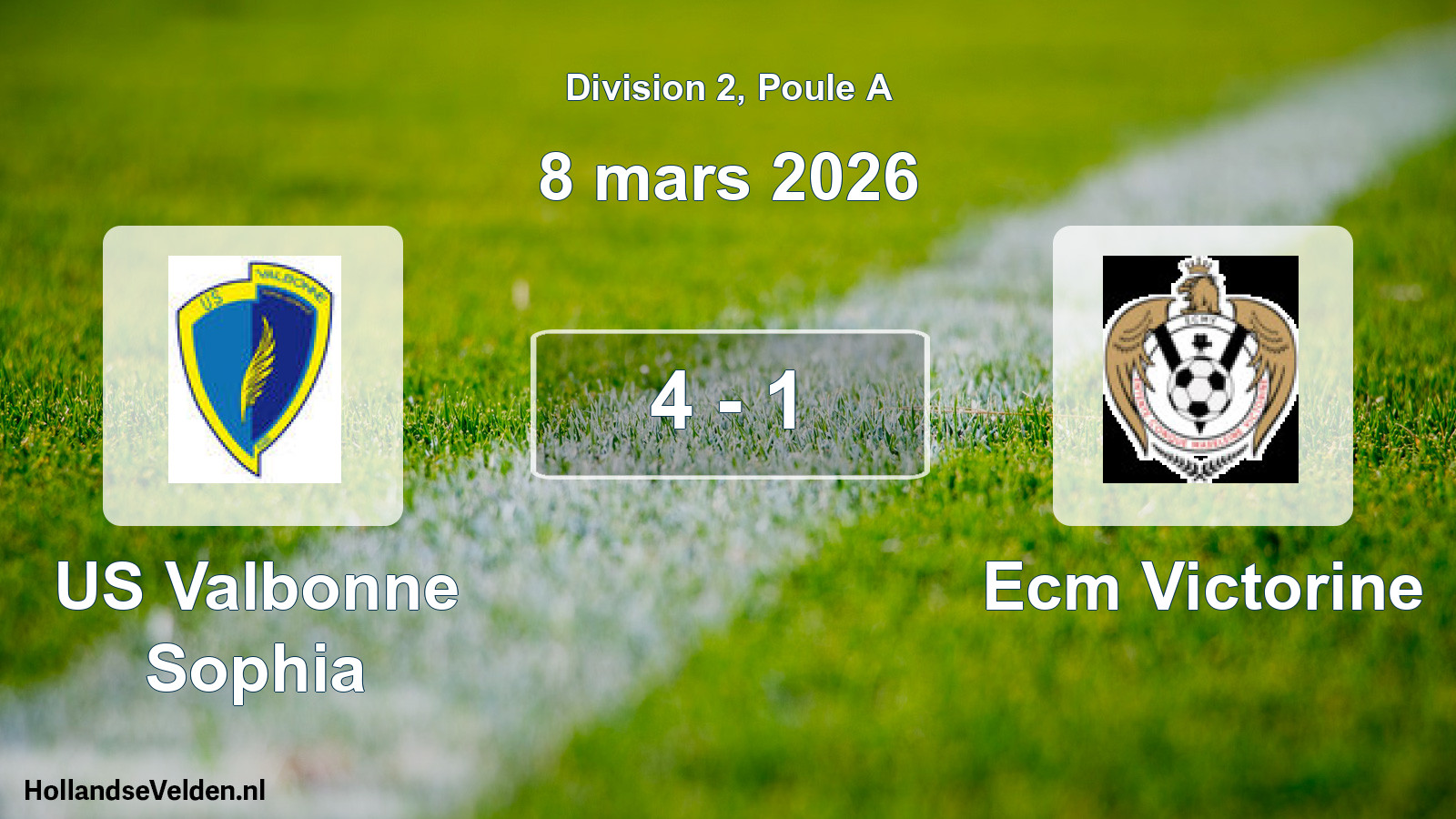 Match joué: US Valbonne Sophia - Ecm Victorine 4 - 1 (8 mars 2026)
