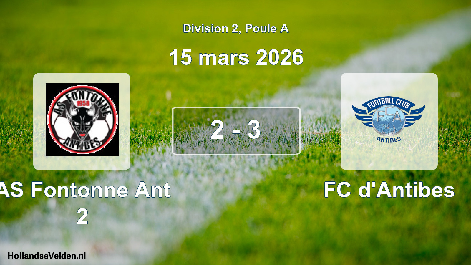Match joué: AS Fontonne Ant 2 - FC d'Antibes 2 - 3 (15 mars 2026)